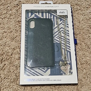 Rebecca‎ Minkoff Leather Wrap Case with Charm- Iphone X